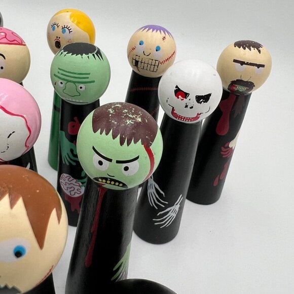 Bowling Zombies Bowling Set. Wooden Ball & 10 Pins Tabletop Set used Halloween w - Picture 10 of 12